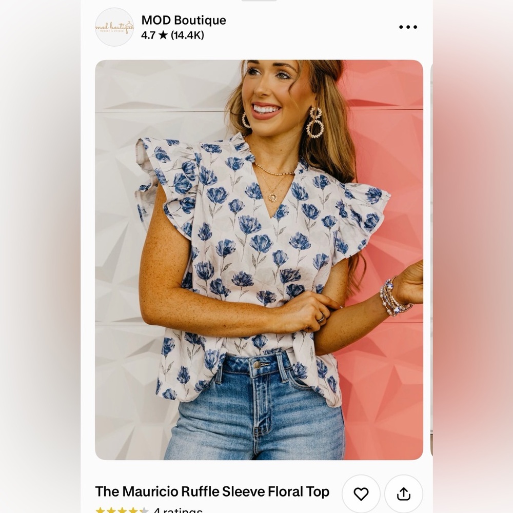 the Mauricio ruffle sleeve floral from MOD boutique